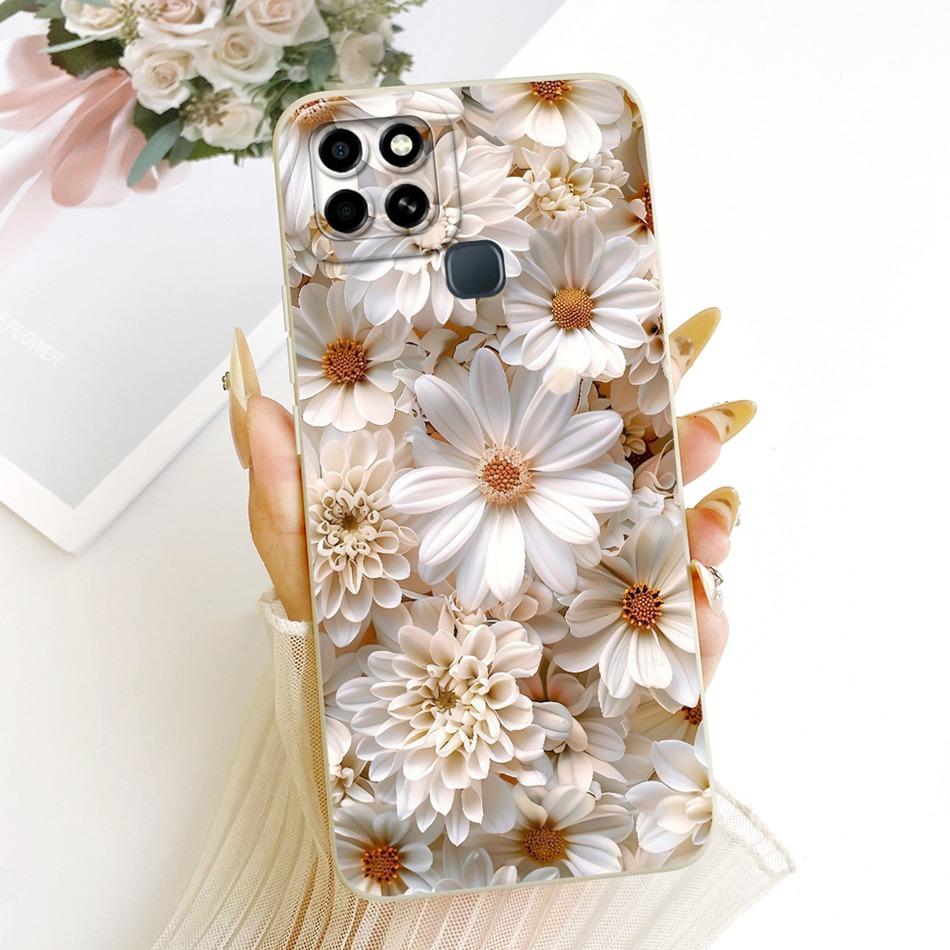 For Infinix Smart 6 X6511 X6511B X6511E Cute Cat Flower Cartoon Phone Case For Infinix Smart6 Shockproof Soft Silicone Bumpers