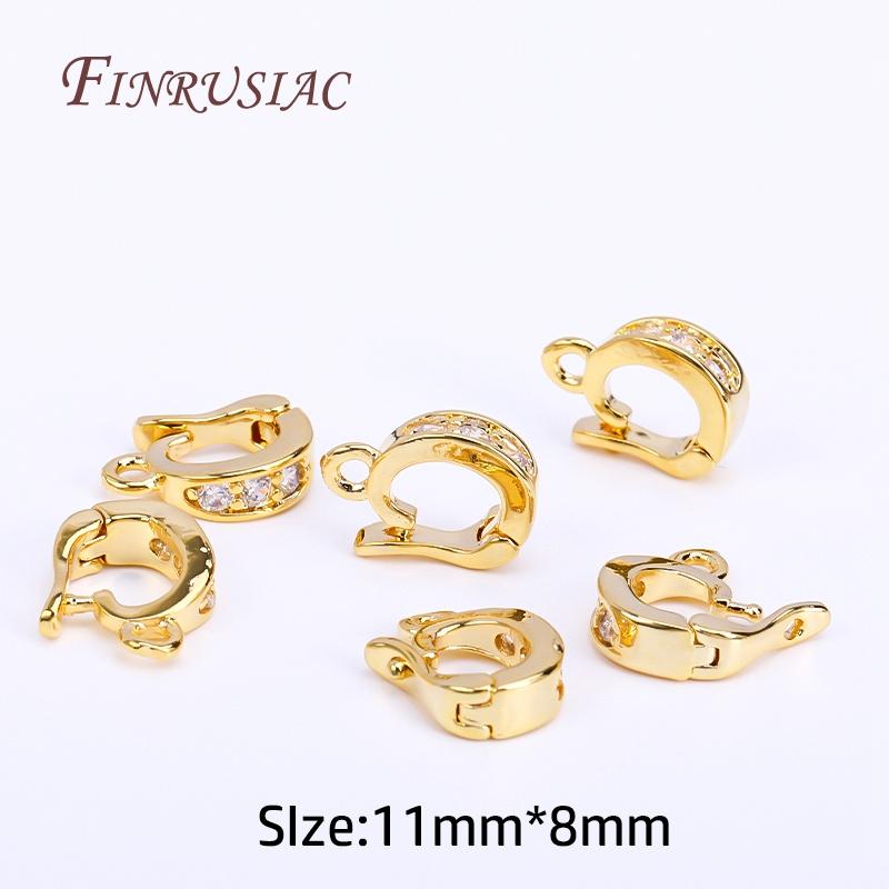 18K Gold Plated Brass Metal Inlay Zircon Hinged Pendant Enhancer Bail Clasps DIY Jewelry Making Accessories
