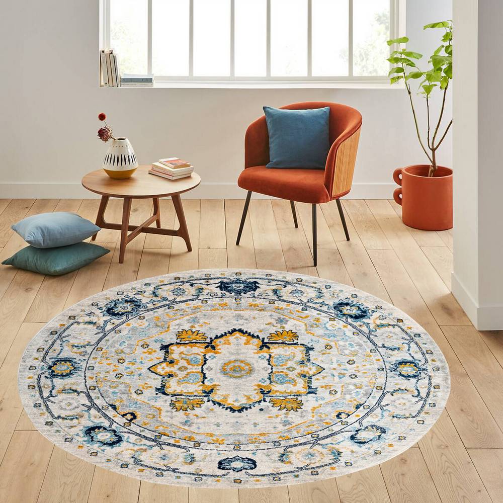 

Rovigo Home Моющийся круглый ковер с принтом RHM7150 100x100 синий