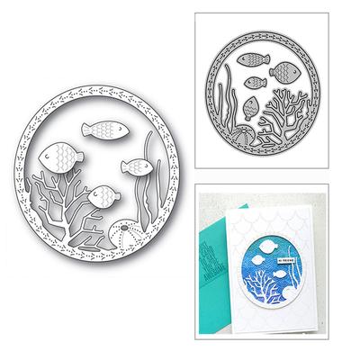 Okrągły świat łodzi podwodnych trawa morska koralowy styl projektowania Scrapbooking, rękodzieło Die 3D DIY tworzenie kartek festiwalowych