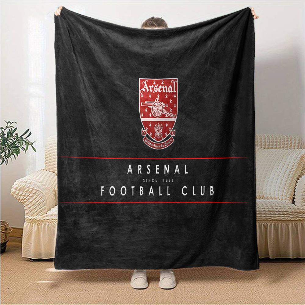 Coperta in Flanella con Stemma dell'Arsenal Football Club, Poliestere Morbido, Design Moderno, Per Tutte le Stagioni per Campeggio, Viaggi, Regali per Feste o Compleanni