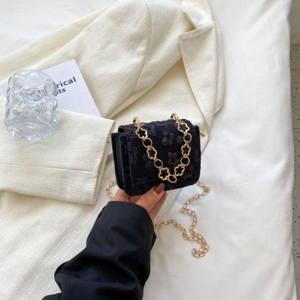 

Handbag Crossbody Bag Lace Flower Mini Purses Portable Shoulder Bag Ladies чорний