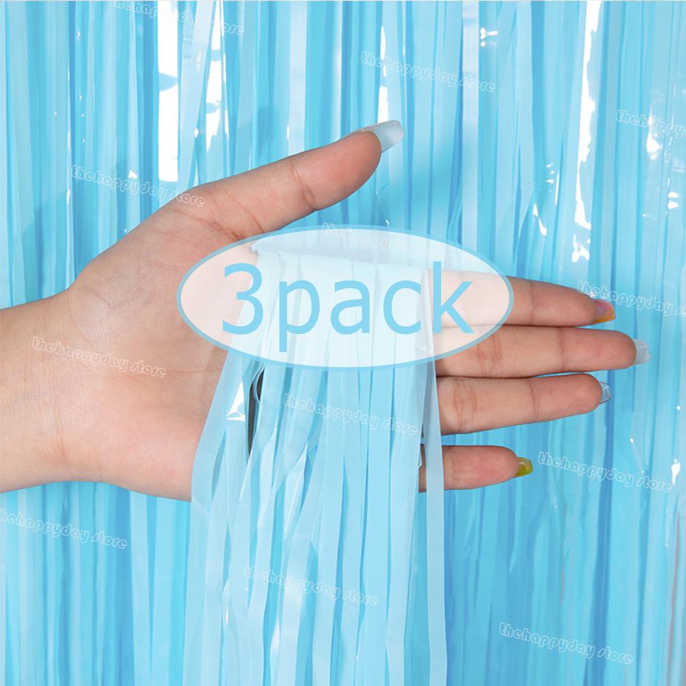 3Pack Valentines Day Party Backdrop Decorative Curtains Bachelorette Party Backdrop Metallic Foil Tinsel Fringe Curtain Christma