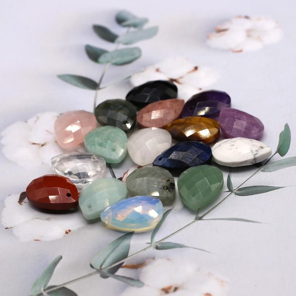 2Pcs Faceted Pendant Natural Stone Opal/Labradorite Drop-Shaped Pendant For Jewelry Making DIY Earrings Necklace Accessory