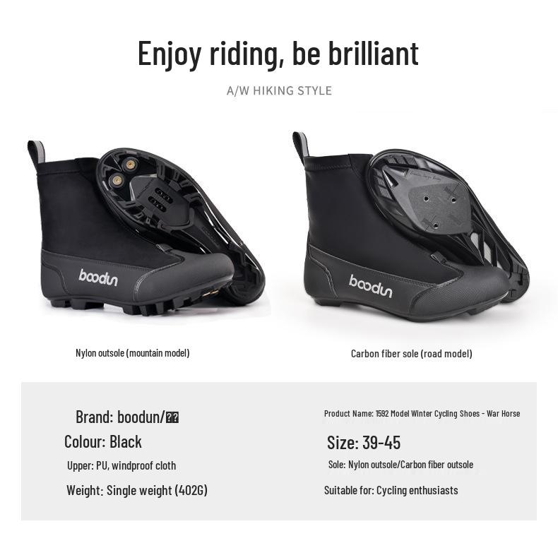 Boton Winter Cycling Boots: Warm, Windproof, Nylon, Reflective Mountain Riding Shoes