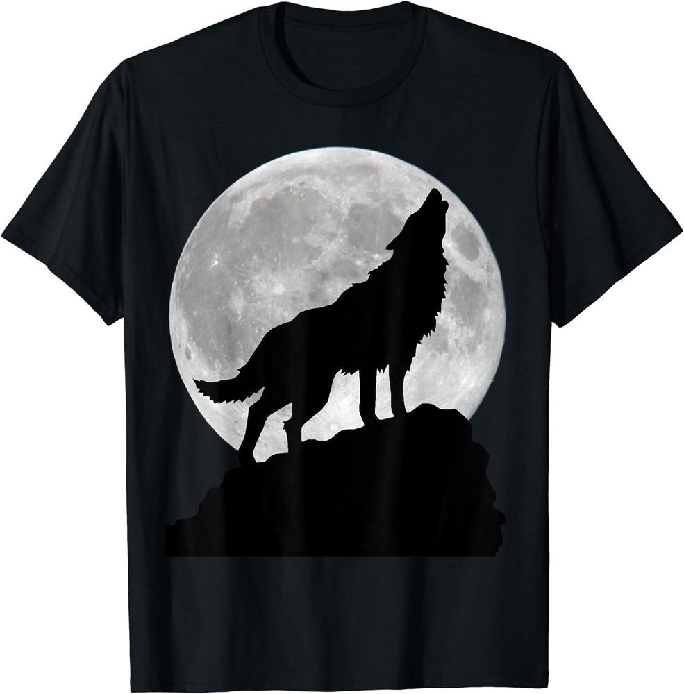 Wolf in moon light T Shirt Cool full dog pup howling tee Size S-5XL