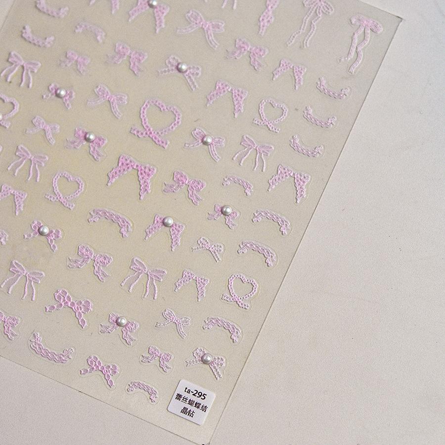 5D Versatile Black and White Bow Ribbon Bowknot Nail Sticker Crystal Diamond Nail Stickers Adhesive Decals Nail Art Decorations