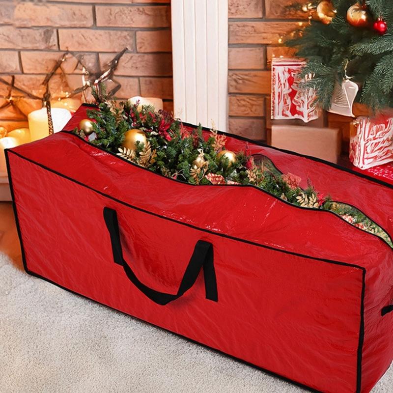 Flexible Christmas Tree Storage Bag with Zippered Opening and Wipe-Clean Exterior for Storage Room Organization