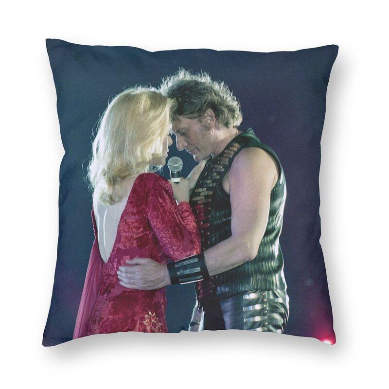 Rock Johnny Hallyday Cushion Covers Sofa Home Decor French Singer Music Square Throw Pillow Cover 45x45cm Decorative Pillowcases