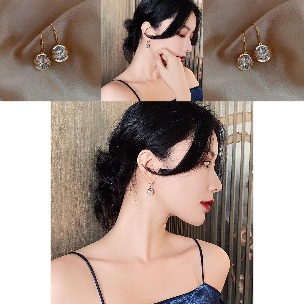 Silberne Ohrringe Rund Legierung Wasser Strass Modeschmuck für Frauen