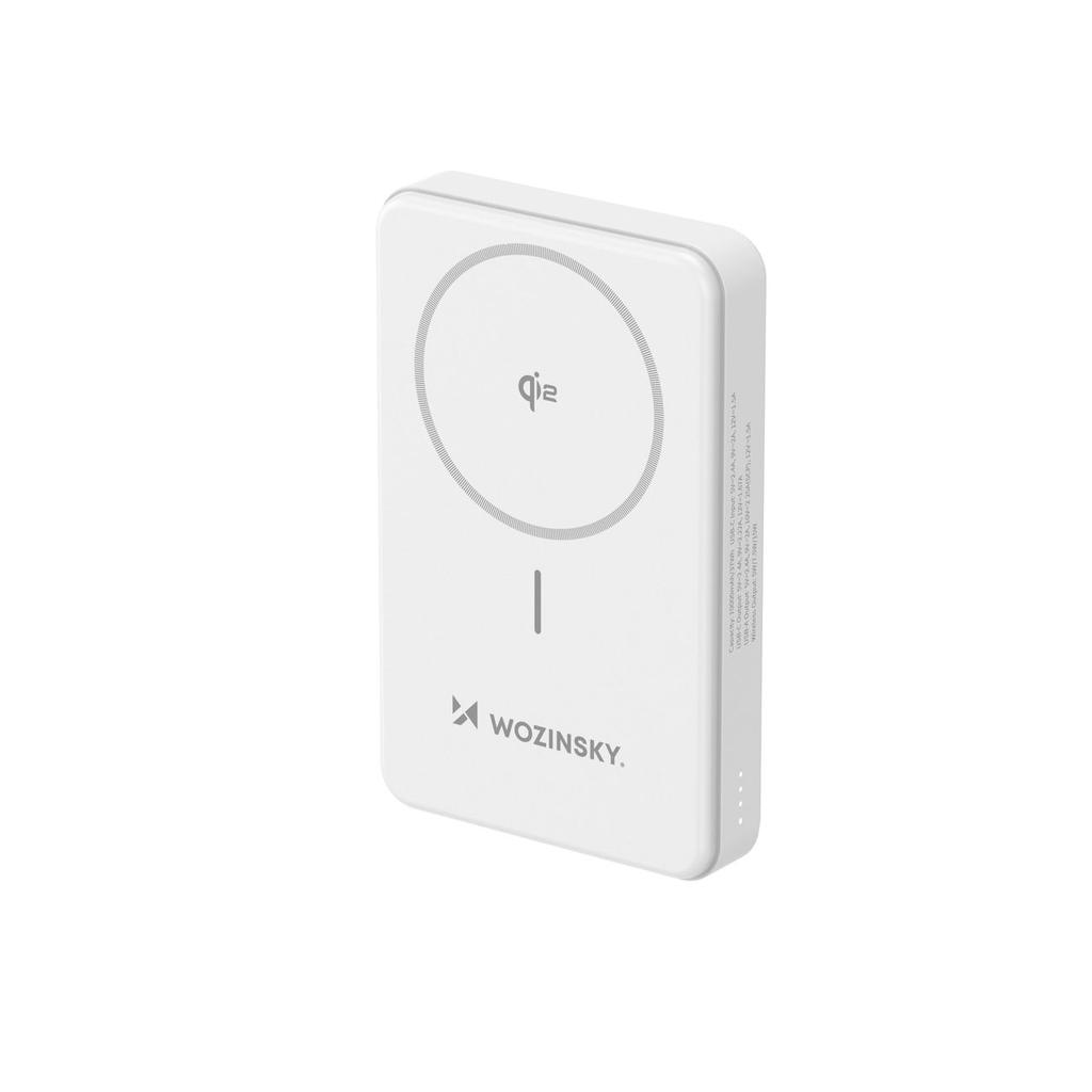 Qi2 10000mAh Magnetic Power Bank with USB-A USB-C 22.5W PD Stand - White