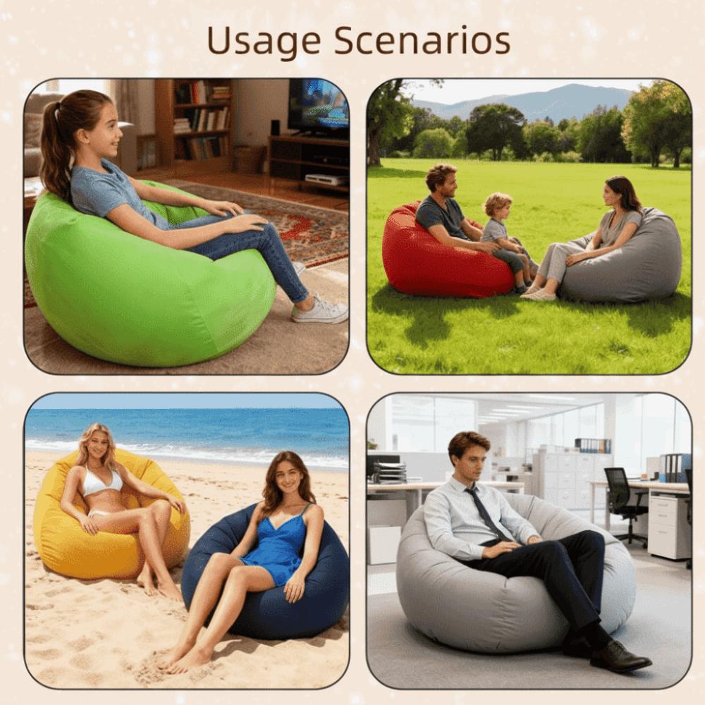 With Backrest U-Shaped Flocking Sofa With Armrests Inflatable Bean Bag Chair Leisure Bean Bag