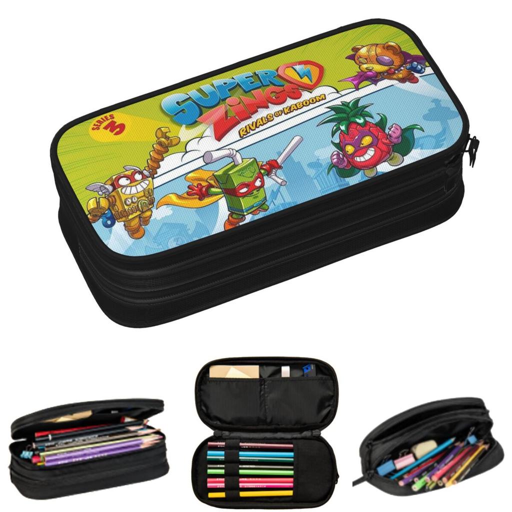Super Zings Cartoon Pencil Cases for Student School Pen Box Pencil Bag Big Capacity Pencil Pouch