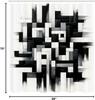 Black And White Shower Curtain, Sketchy Look Brushstrokes Maze Squares And Rectangles Monochrome, Cloth Fabric Bathroo