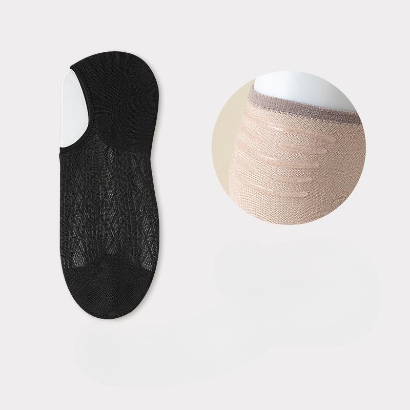 Women's Summer Thin Casual Solid Color Breathable Invisible Silicone Non Skid Boat Socks