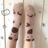 5Pairs Plush Coral Fleece Socks Warm Sleeping Socks Women Cute Capybara Fleece Socks  Fall Winter