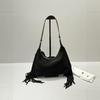 Vintage Fringed Suede Hobo Bag Large Capacity Shoulder Crossbody Versatile Soft Underarm