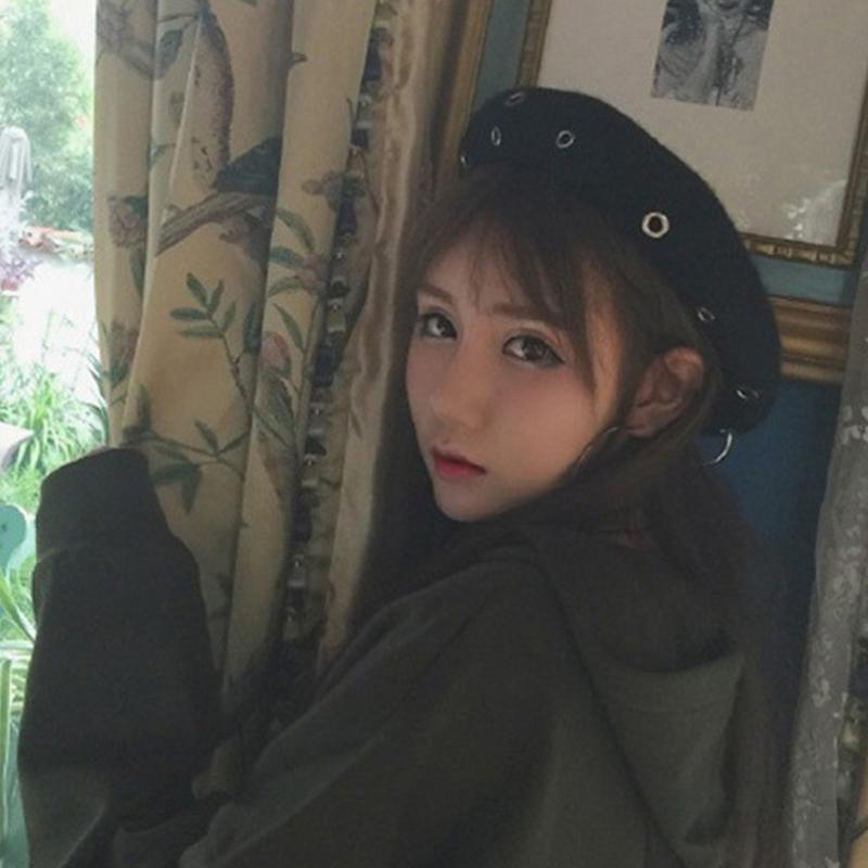 Trendy Iron Rings Beret Punk Style Painter Hat Beanie Hat Octagonal Hat for Morning Workout Chilly Outdoor Activities