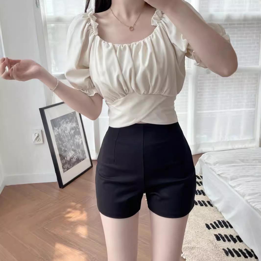 

Women s 2025 Slimming High-Waisted Black Bodycon Shorts 2XL белый