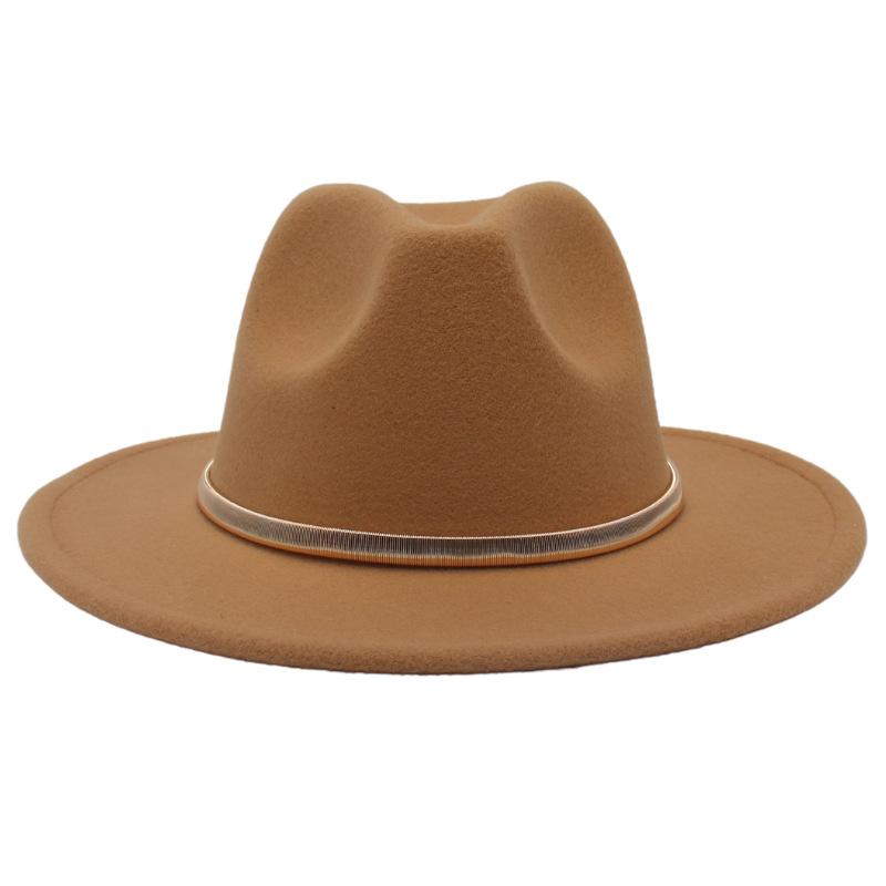 European And American Cashmere Top Hat Gold Ring Accessories Fashion Jazz Hat Four Seasons Popular Felt Hat Gentleman Lady Big Edge Hat (