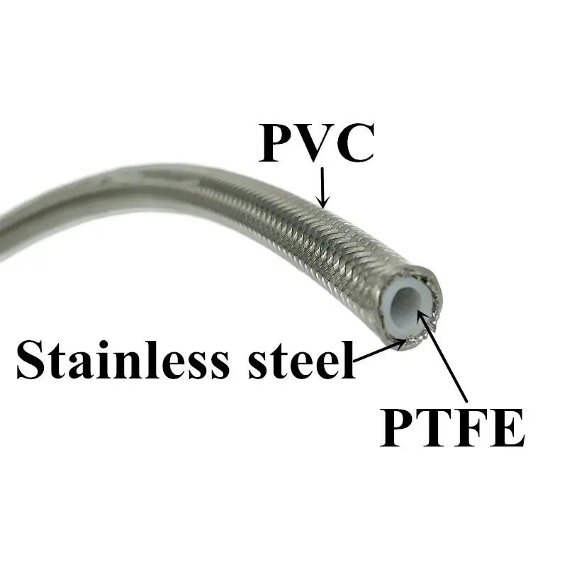5M/16.4FT AN3 Motorrad Geflochtener Edelstahl PVC Bremsleitung Schlauch Flüssigkeit Hydraulikschlauch Ptfe Bremsleitung Gas Öl Kraftstoff Schlauch Rohr