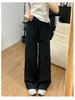 Women's White Wide-Leg Pants - Spring/Autumn 2025, Loose Cotton-Linen Denim, Floor-Length Casual Style
