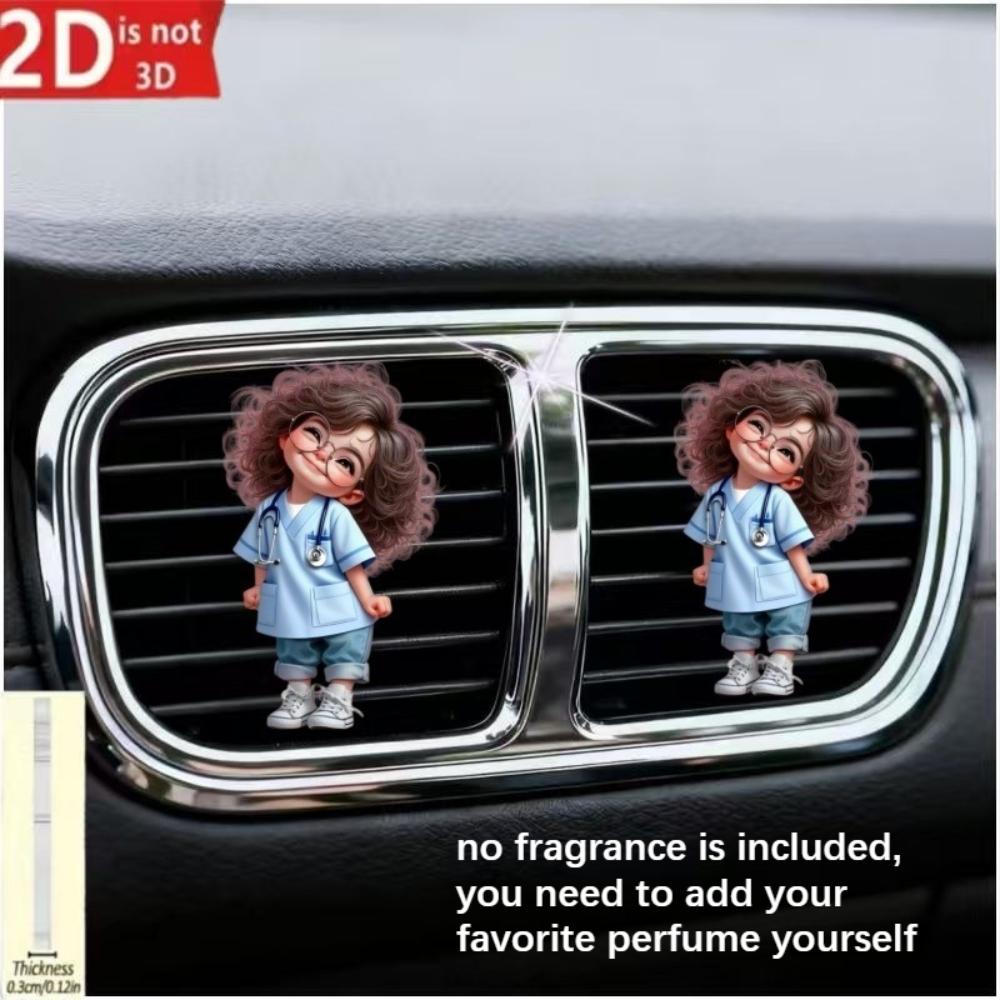 2D Flat Cute Child Car Vent Clip Decorative Diffuser (fragrance Not Included), Car Interior Decoration, Aromatherapy Clip, Ideal for Holiday Gifts