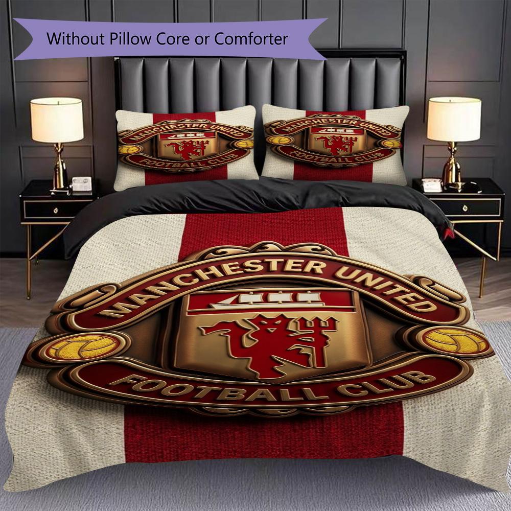 Manchester Glory Bedding (1 * duvet cover + 2 * pillowcase, without core) 2D Flat Duvet cover and pillowcase Soft and comfortable Bedding set