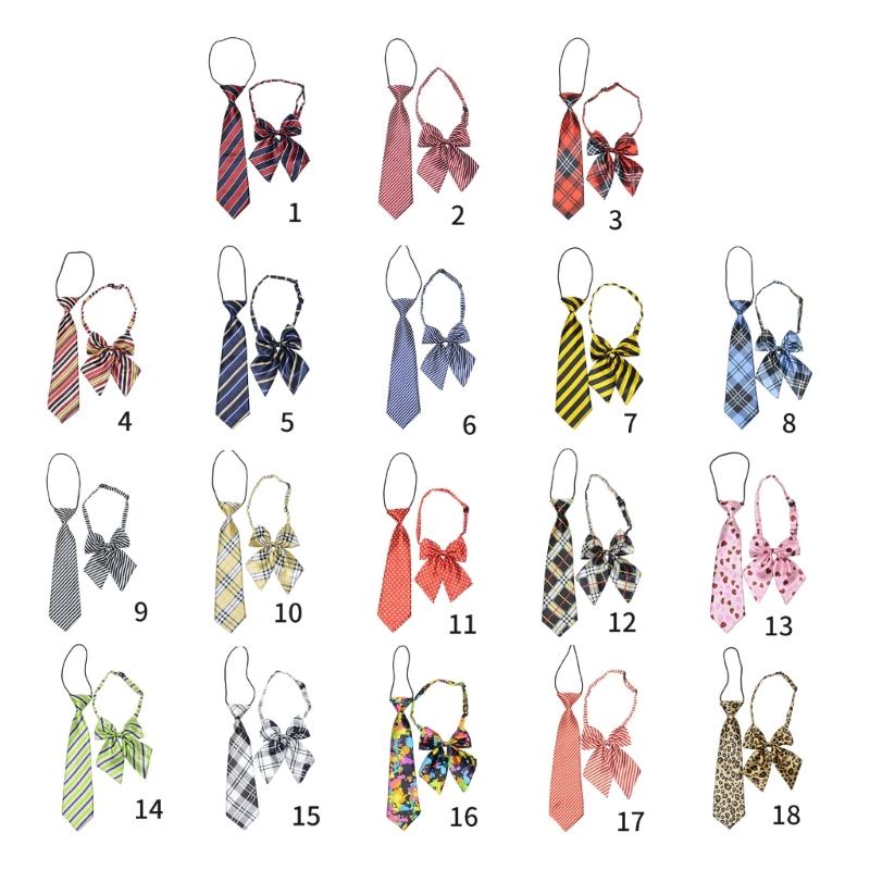 2 pezzi/set Cravatte Moda con Fiocco per Studenti Unisex Cravatta Senza Nodo Carino Accessori Uniforme Ragazza Ragazzo