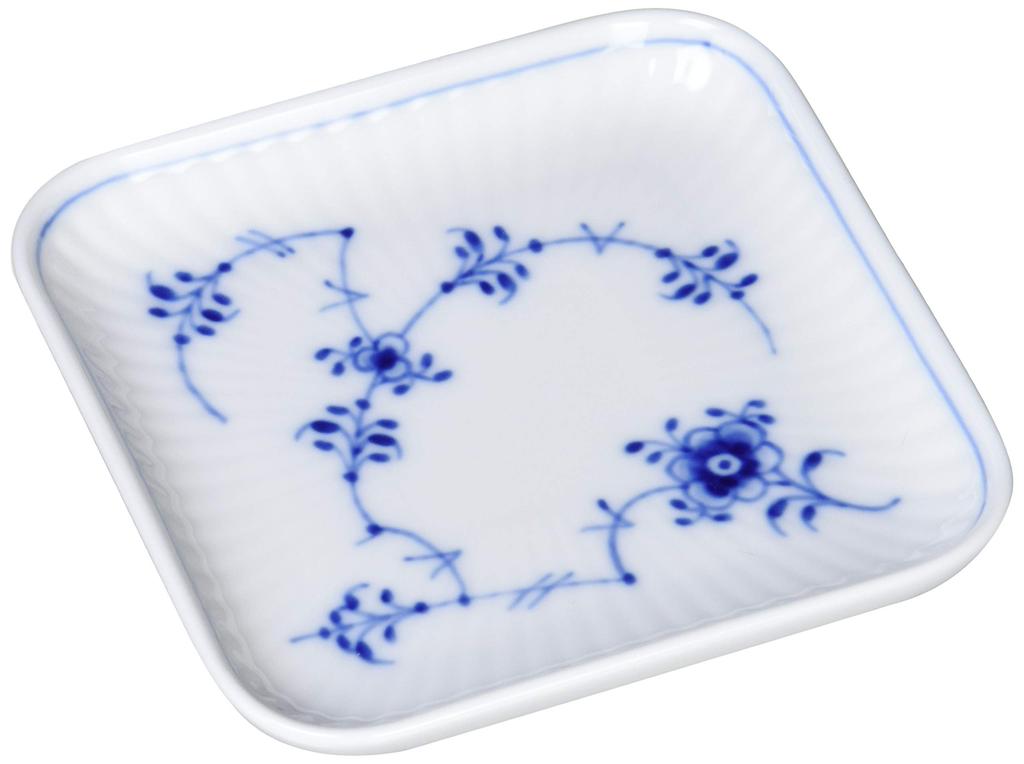 Importovaný čtvercový talíř Royal Copenhagen Blue Fluted Flat 10cm, svatební dárek 1026608 [Běžný produkt]