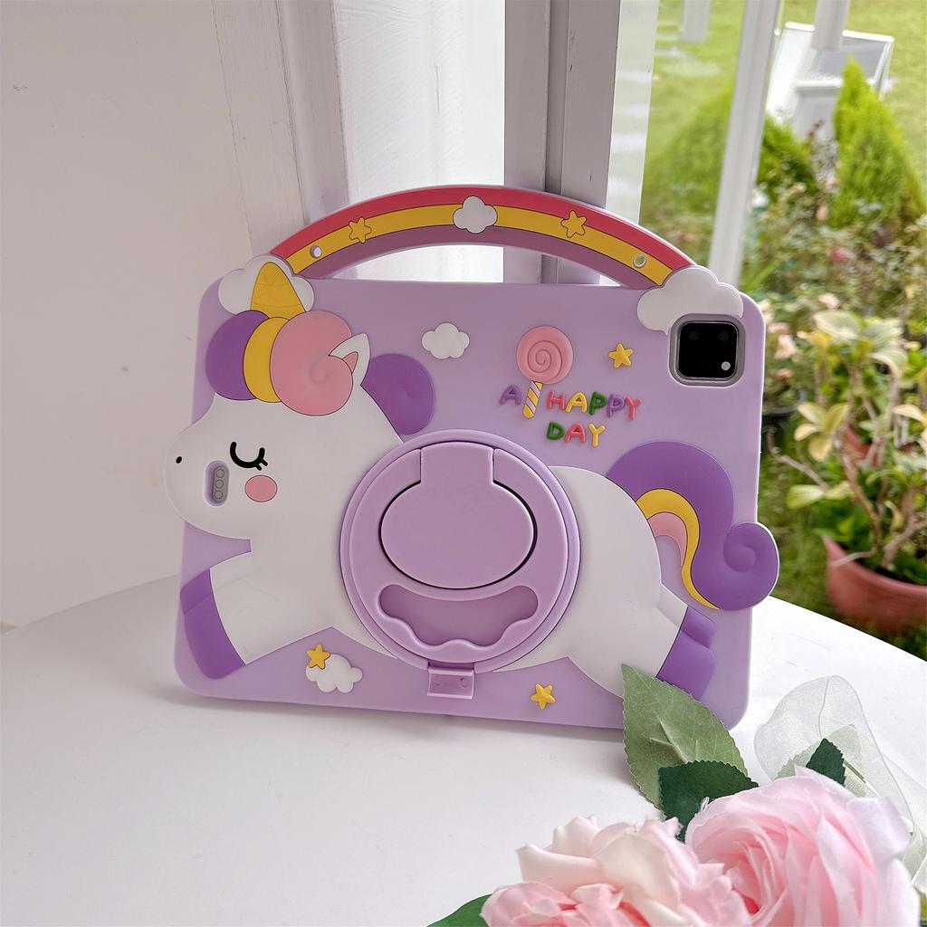 Kids Silcon Case For Redmi Pad 2 SE 9.7" Cartoon Unicorn Stand Tablet Cover For Poco Pad C1 Redmi Pad 2 9.7 Inch