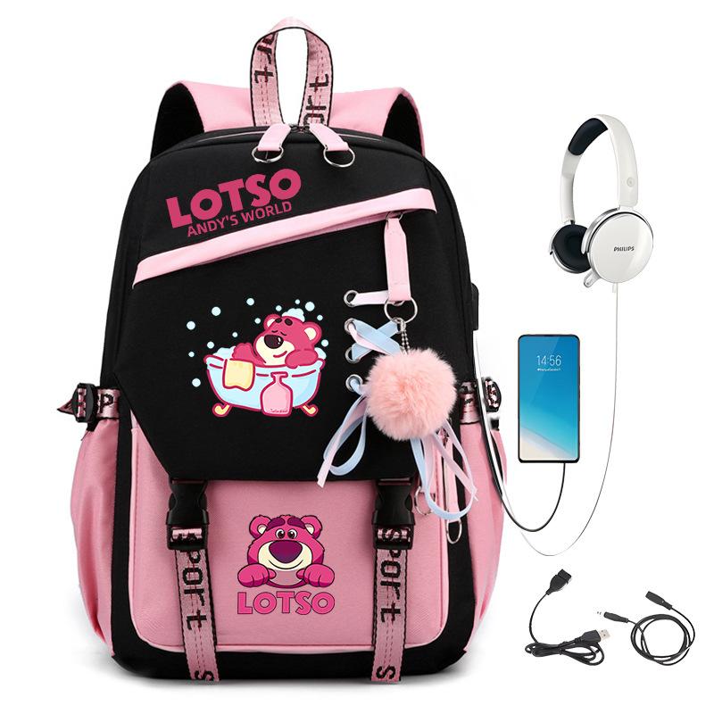 Sweet Strawberry Bear Children'S Backpack Lightweight Ridge Protection Large Capacity Primary And Secondary School Student Burden Reduction School Bag