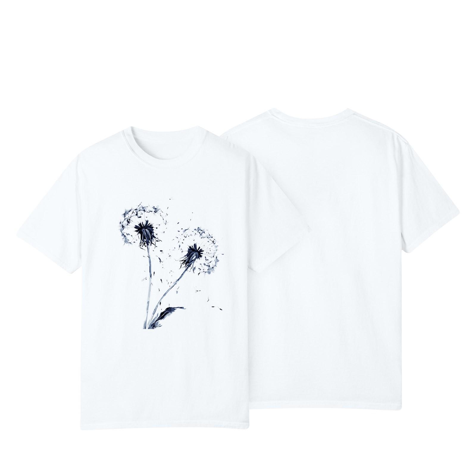 

Women s Casual Sunflower Print Street Slim Fit Short Sleeve T-Shirt Top XL білий