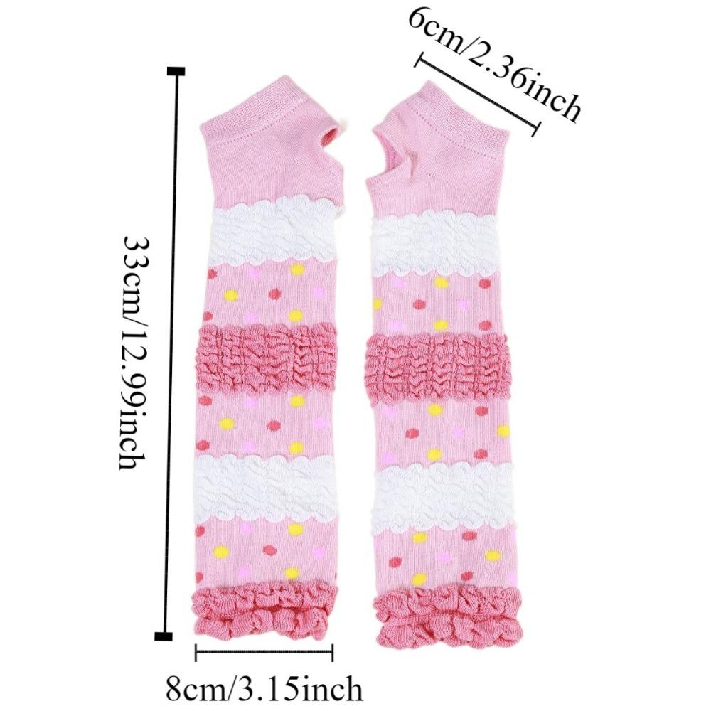 2 Pairs Pink Dot Y2K Knitted Arm Sleeves Sun Protection Summer Sunscreen Sleeves  Summer