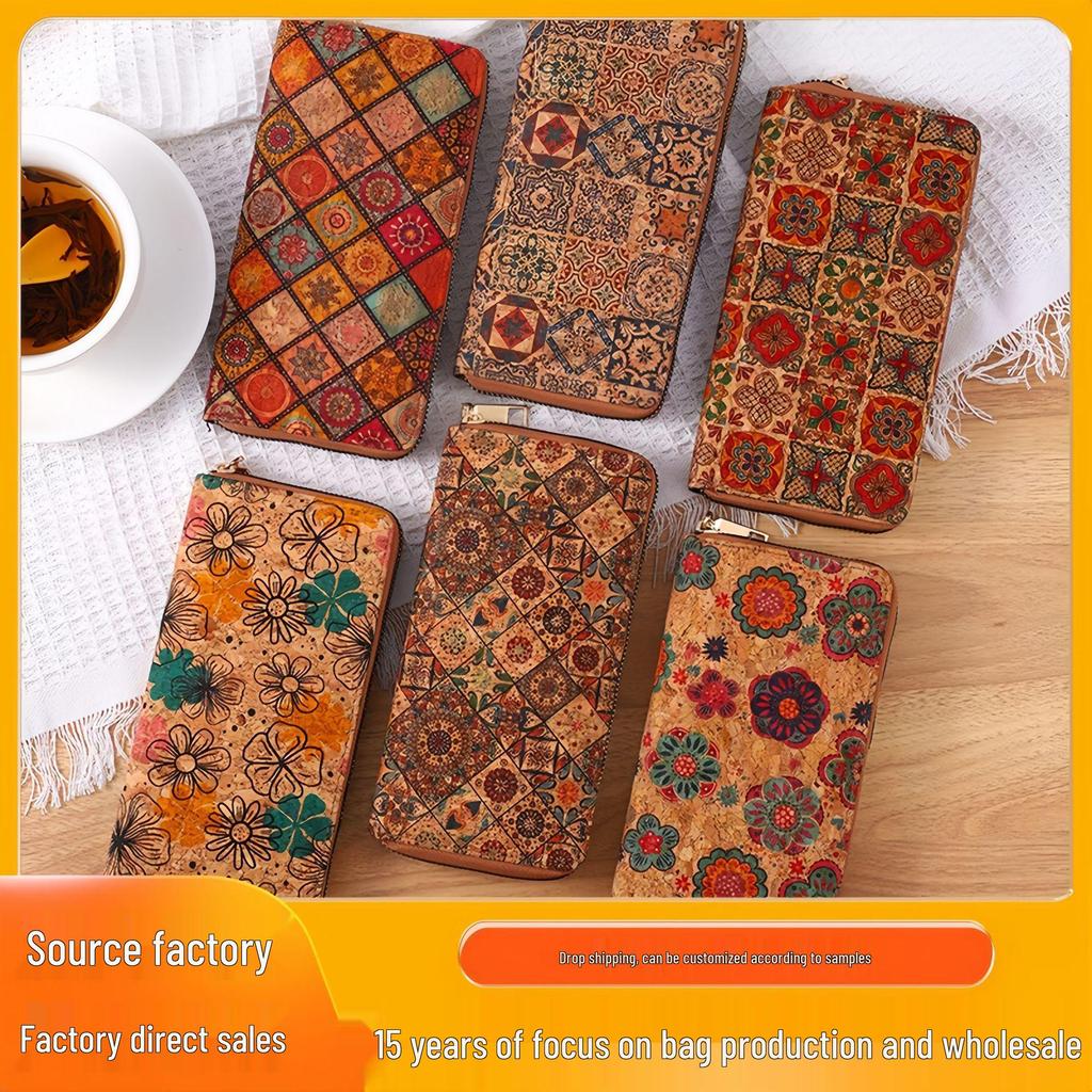 Bohemian Wood Grain Multifunctional Clutch with Multi-Card Slots - Artistic Ladies' PU Wallet and Small Bag