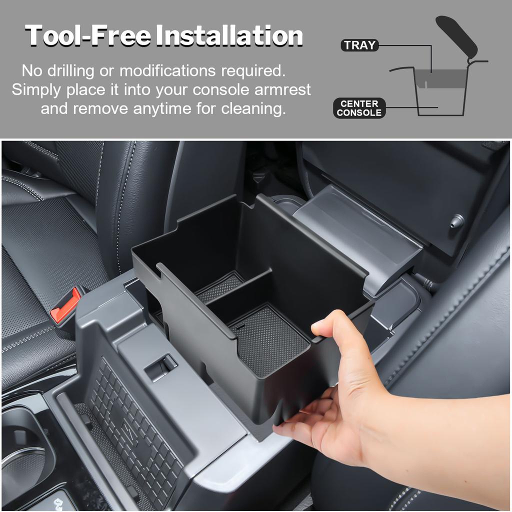 Center Console Organizer Tray for 2020-2025 Ford Explorer Armrest Storage Box with Coin Holder Interior Car Storage Accessories