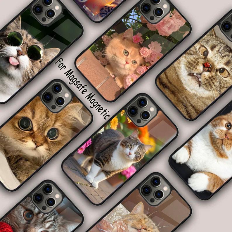 Lovely cat cute Magnetic Phone Case For APPLE iPhone 17 Air 16 14 13 12 Pro Max 15 Plus Wireless Charge With MagSafe Cover