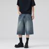 Sommer Amerikanische Blitzriss Denim Cropped Hose Herren Gerade Entspannte Passform Weiter Bein Kurze Hose