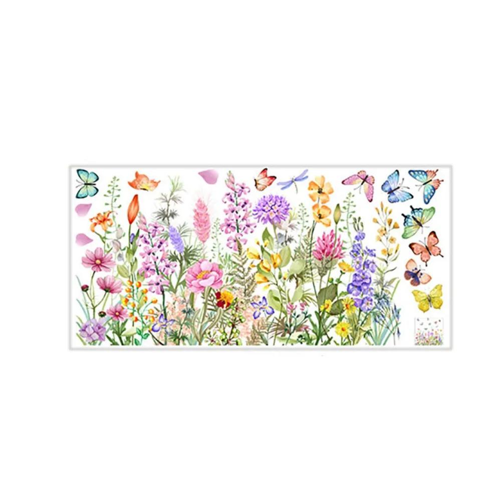 Beautiful Flowers Butterfly Wall Stickers Double Sided Self-adhesive Background Decor Decals Creative Waterproof