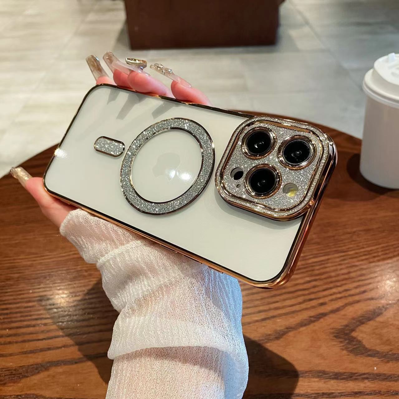 

Gradient Flash Powder Magnetic Suction Suitable for Apple 16 Mobile Phone Case IPhone 15 Diamond Lens Film 14 Transparent 13 Protective Case iPhone16