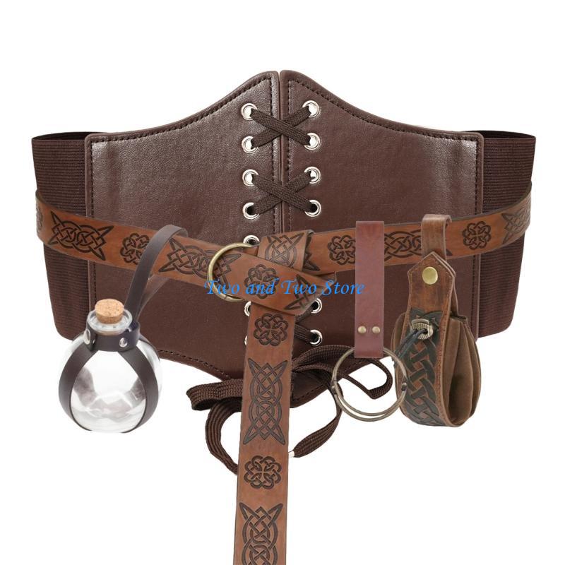 HX6F Artistic Youth Belt Adjustable Leather Waist Belts Stretchy Thin Waist for Dramatic Waist Shaping and Costume Wear