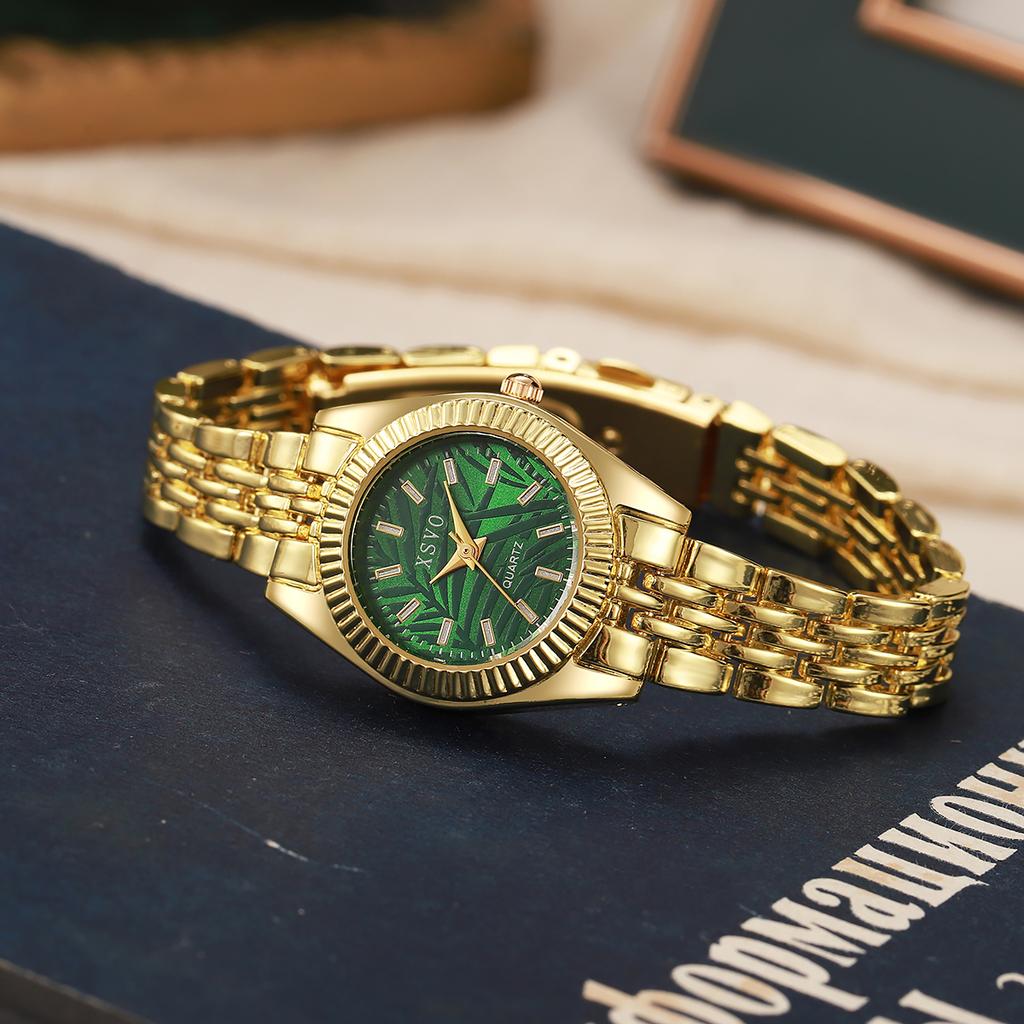 New business fashion trend novel design sense advanced light luxury gold steel strap retro simple ladies quartz watch wristwatch