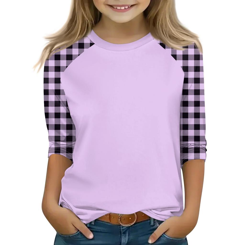 Topy pro dívky 4-16 let, kulatý výstřih, 3/4 rukávy, trička, moderní topy, outfity, trička