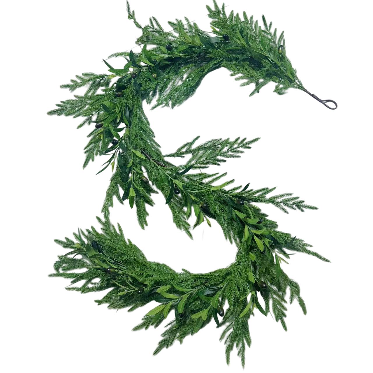 

1,8 м Норфолк Оливковый Ротанг На ощупь Рождественские Украшения Рождественские Искусственные Цветы One Size