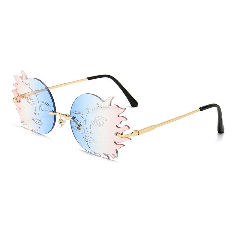 SHAUNA Fashion Rimless Sun Moon Sunglasses Women Candy Colors Smiling Face Gradient Shades Men UV400