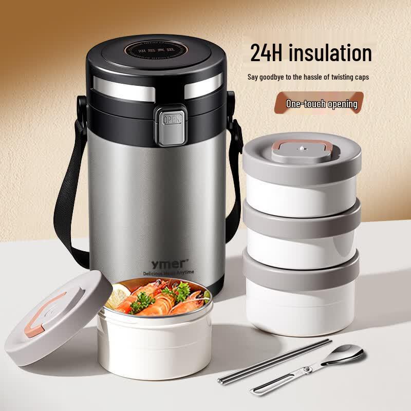 ymer 3-Layer Stainless Steel Insulated Lunch Box 2.5L with Insulated Bag