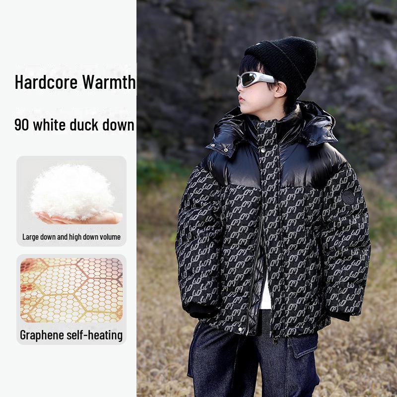 

Куртка-пуховик Graphene Kids White Duck - устойчивое к холоду, теплое зимнее пальто с капюшоном для мальчиков 140cm High Fill 169g