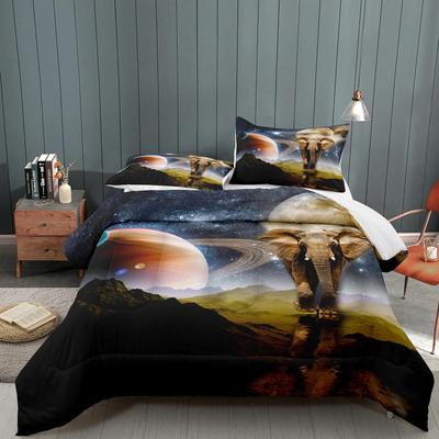 Elephant Duvet Cover Set Queen Size Wild Animal Theme Twin Bedding Set For Kids Teens Boys Comfortable Double King Quilt Cover