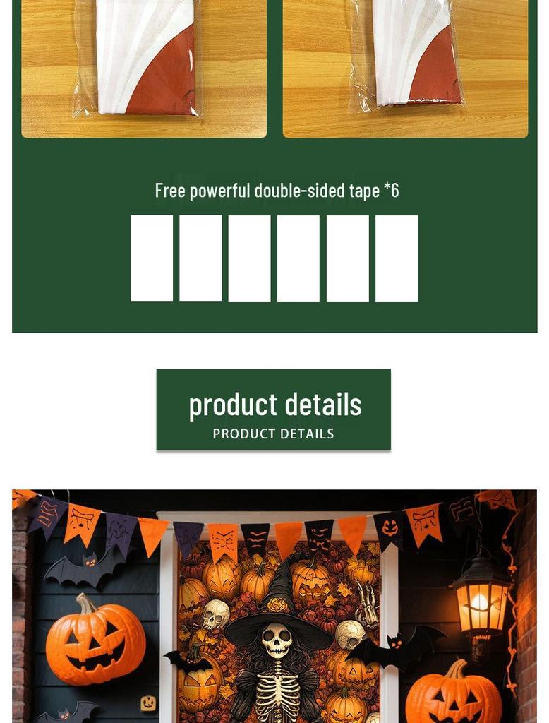 Halloween Polyester Door Sticker: Horror Atmosphere Background Decoration