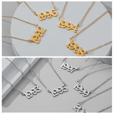 Collana Anno in Acciaio al Titanio da Donna 2024 - Gioielli di Tendenza Digitale Personalizzati